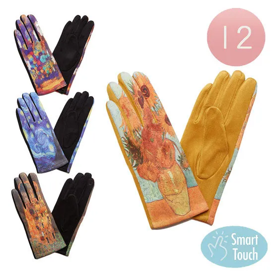 12Pairs Painting Print Smart Touch Gloves