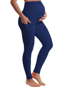 26" Side Pockets Maternity Yoga Pants navy