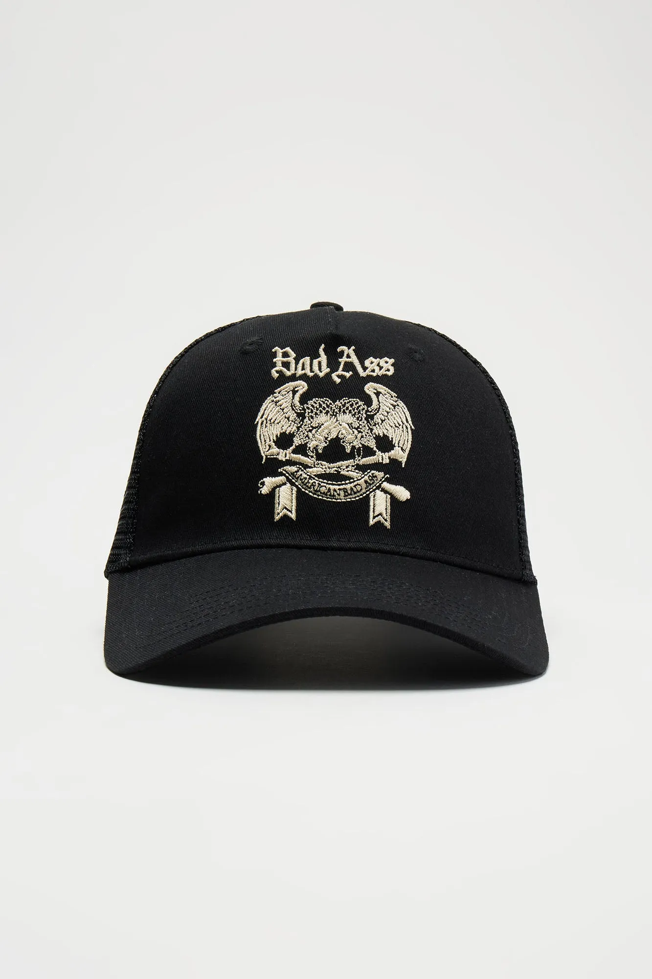 Bad Ass Twill Trucker Hat - Black