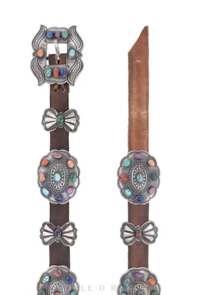 Belt, A Vintage, Concho, Mixed Stones, Harry Morgan, Hallmark, Vintage, 458