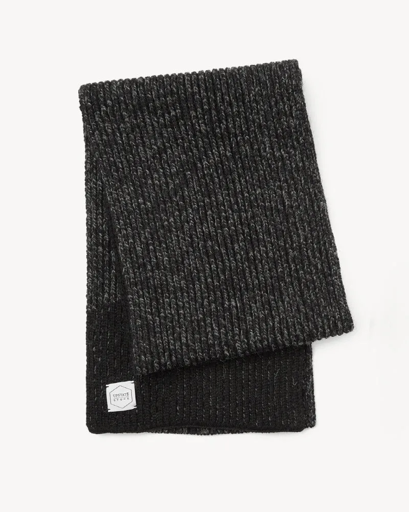 Black Melange Ragg Wool Scarf