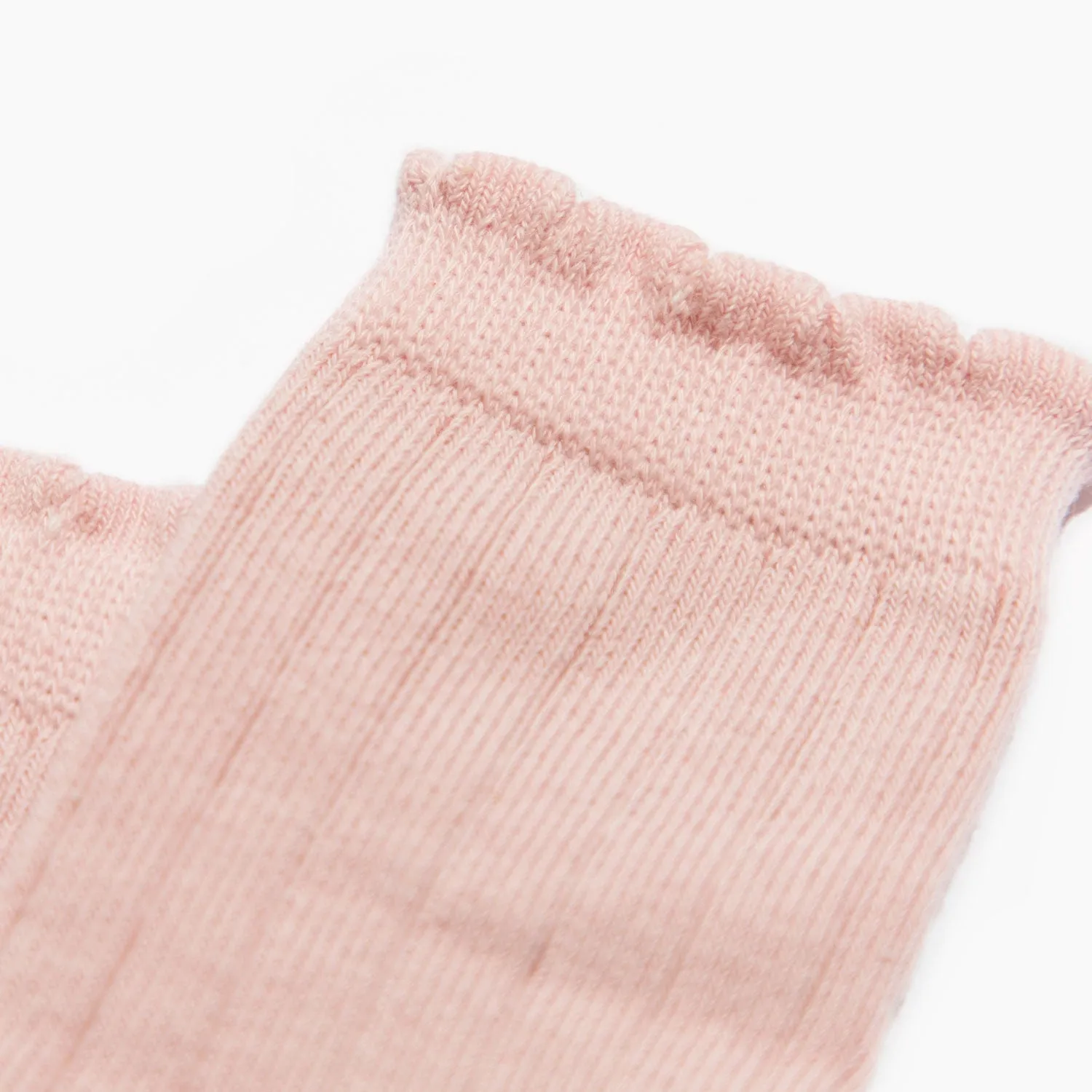 Blush Scalloped Knee High Sock