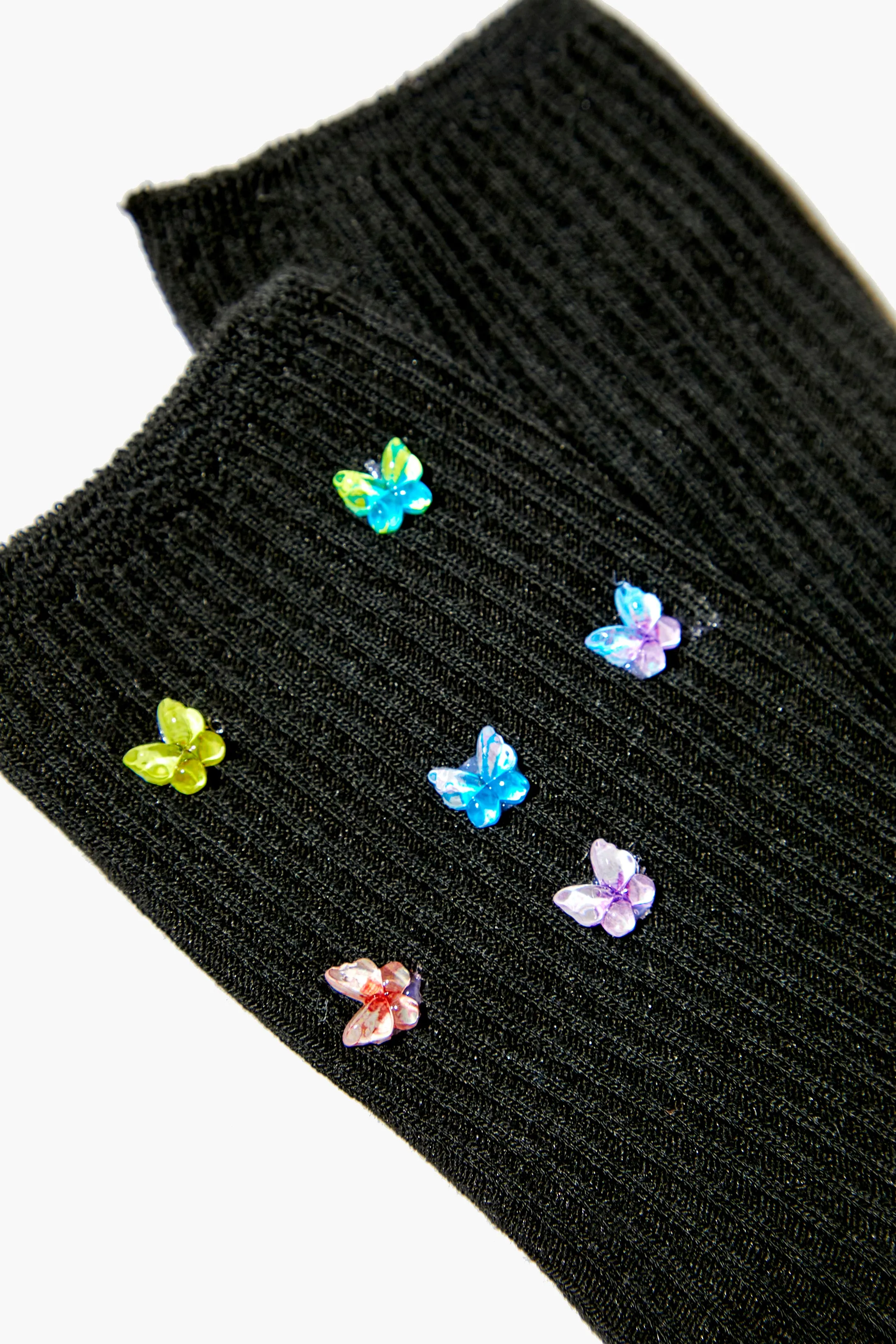 Butterfly Embellished Crew Socks