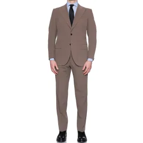 CESARE ATTOLINI Napoli Tan Cotton Peak Lapel Spring-Summer Suit EU 50 NEW US 40