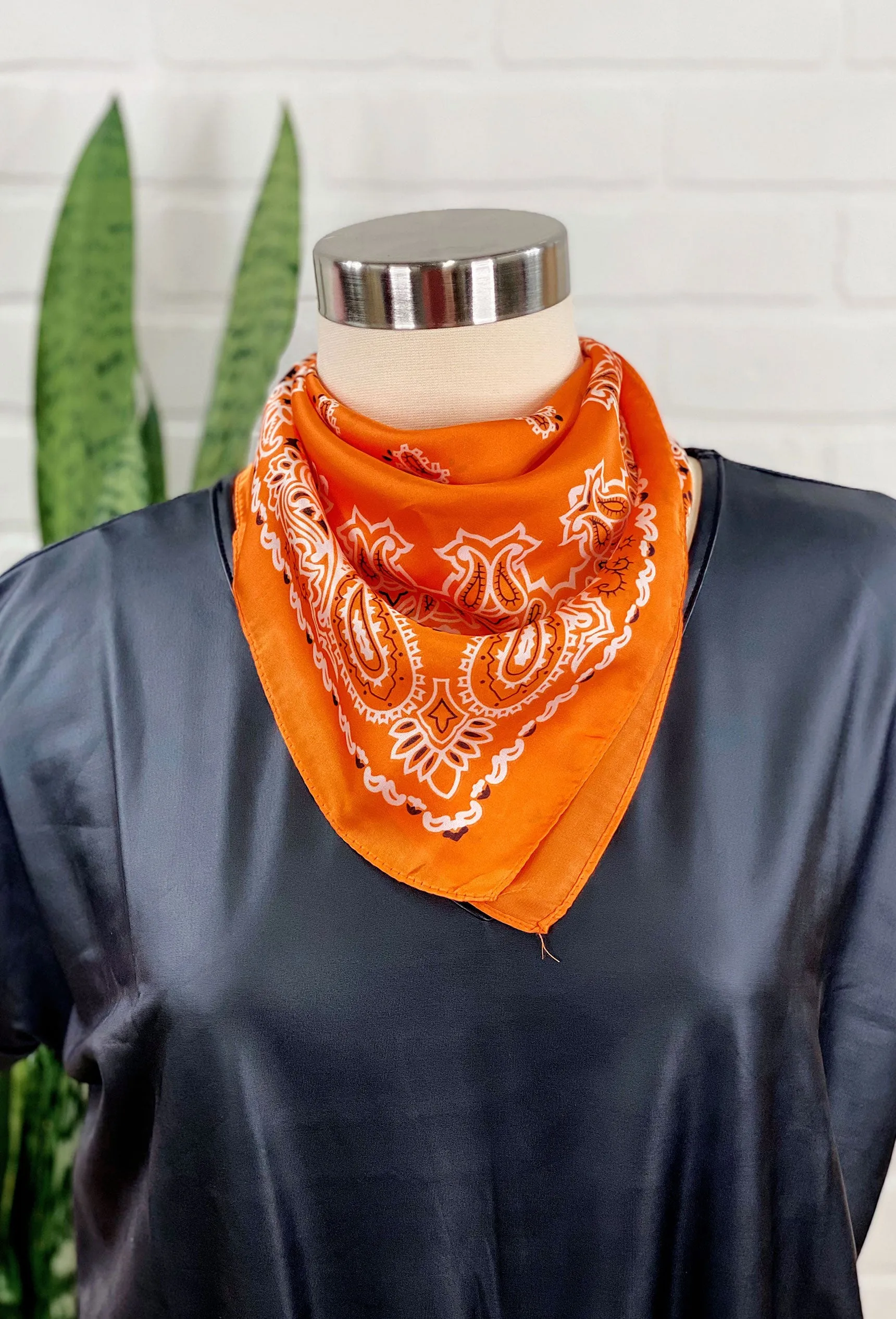 Charlee Bandana Neck Scarf in Orange