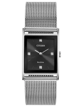 Citizen Eco-Drive Axiom Mens Watch - Stainless Steel - Diamond Markers - Mesh