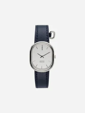 CYS6 Watch with White & Silver Dial | Navy Vegan Leather Strap