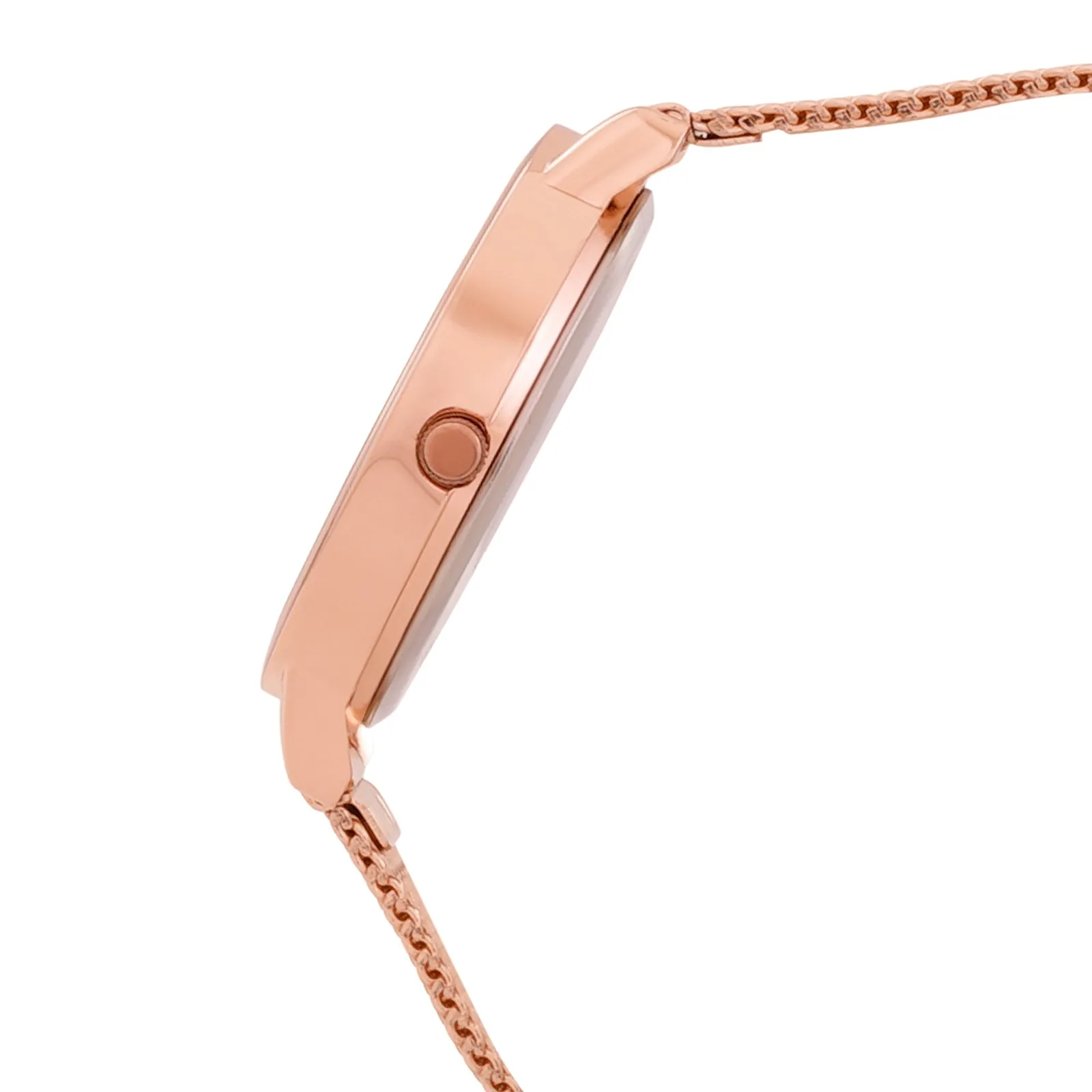 Edna Rosegold Printed Dial Mesh Strap Watch