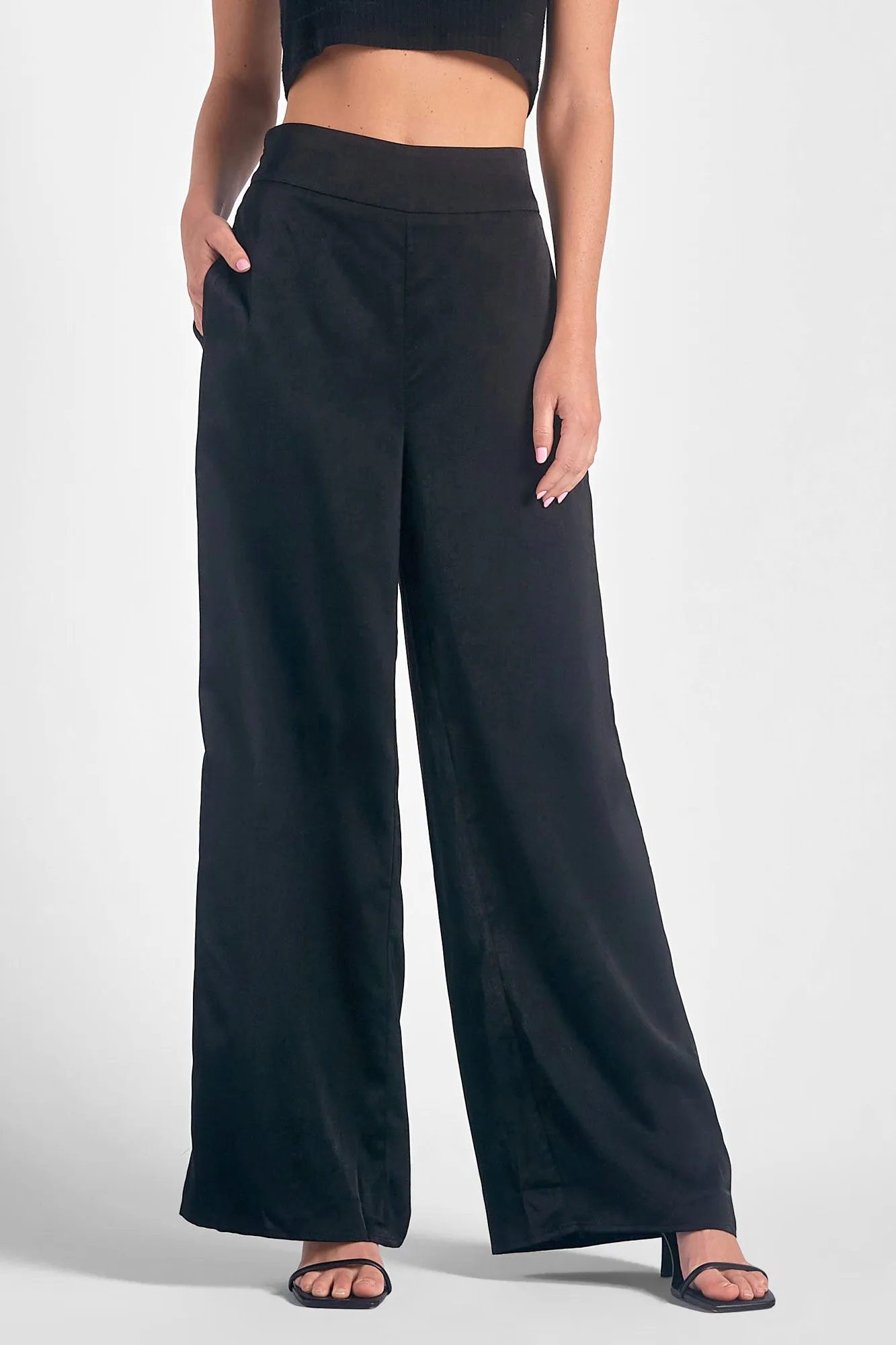 Elan Elastic Waist Wide Leg Pants