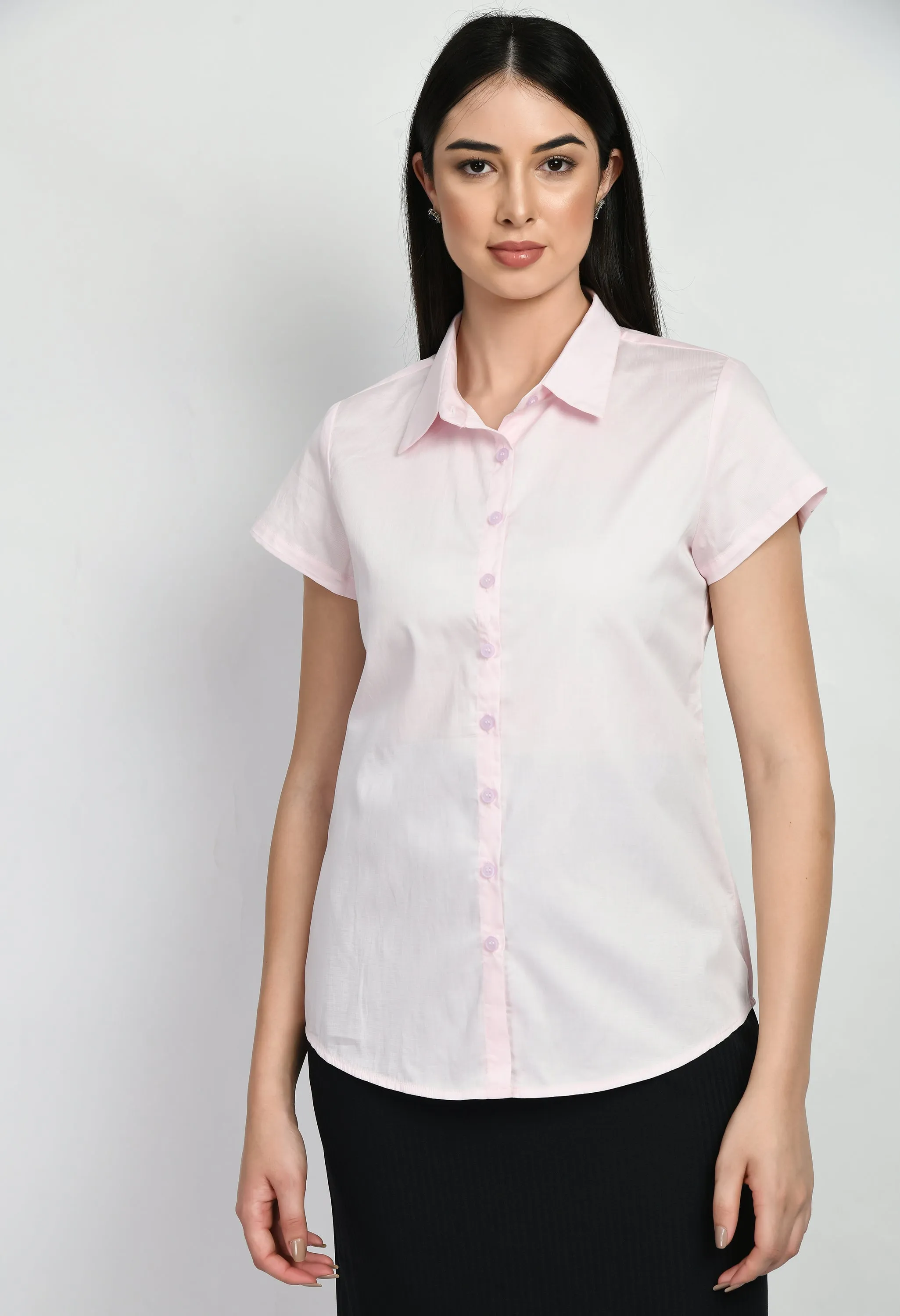 Exude Creativity Cap Sleeves Shirt (Blush Pink)