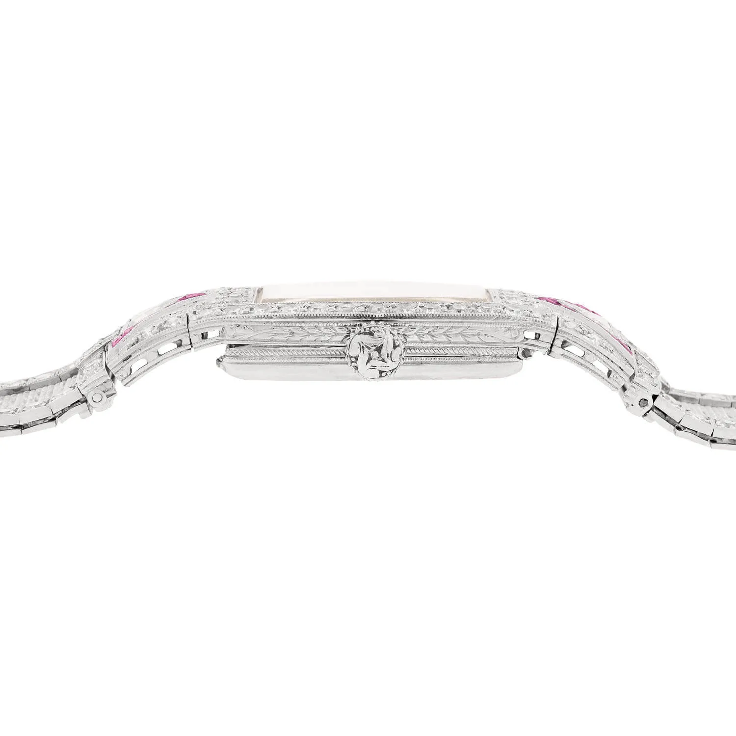 GLYCINE Art Deco Platinum Ruby & Diamond Watch 2.50ctw