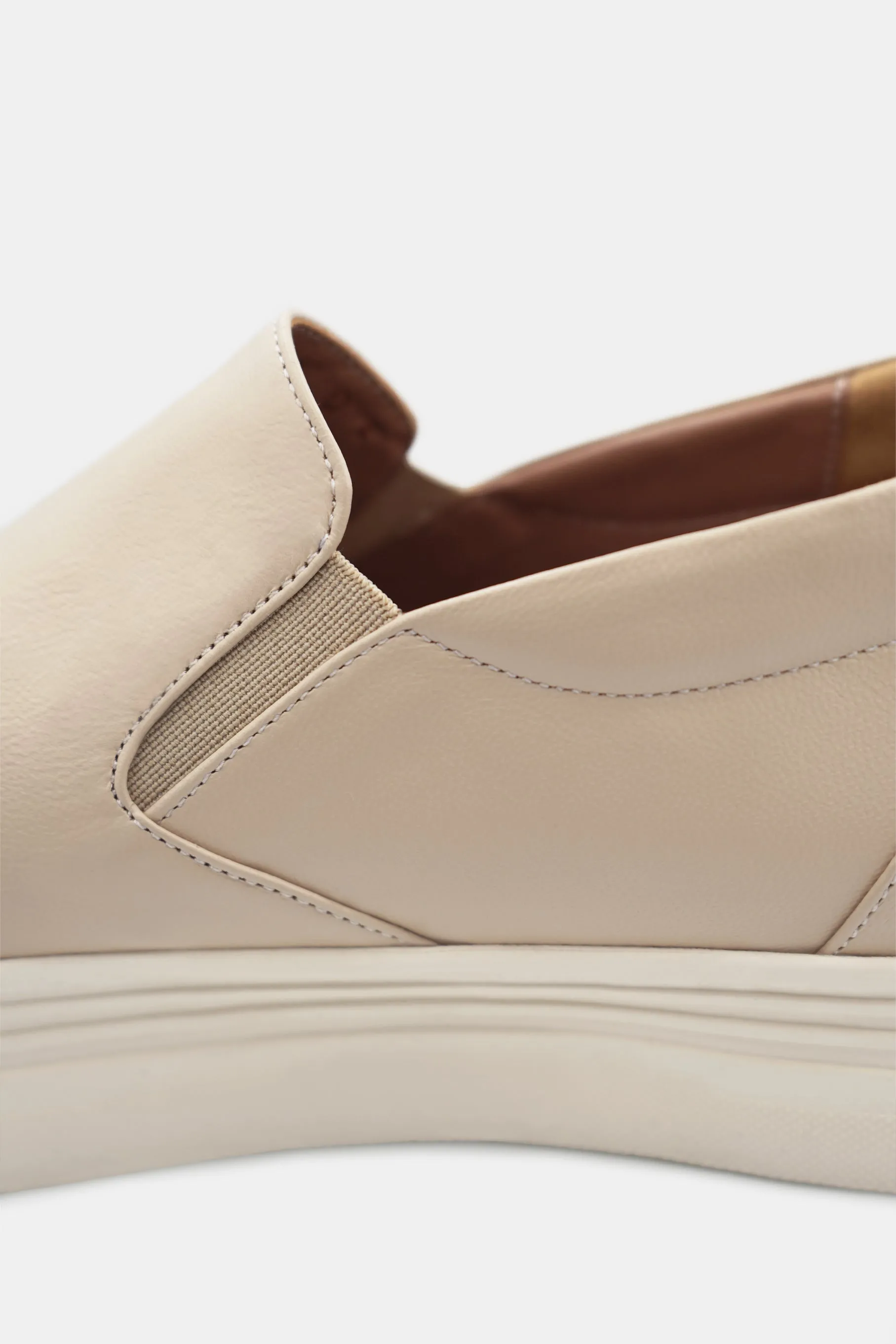 Handmade Leather Platform Sneakers, Beige