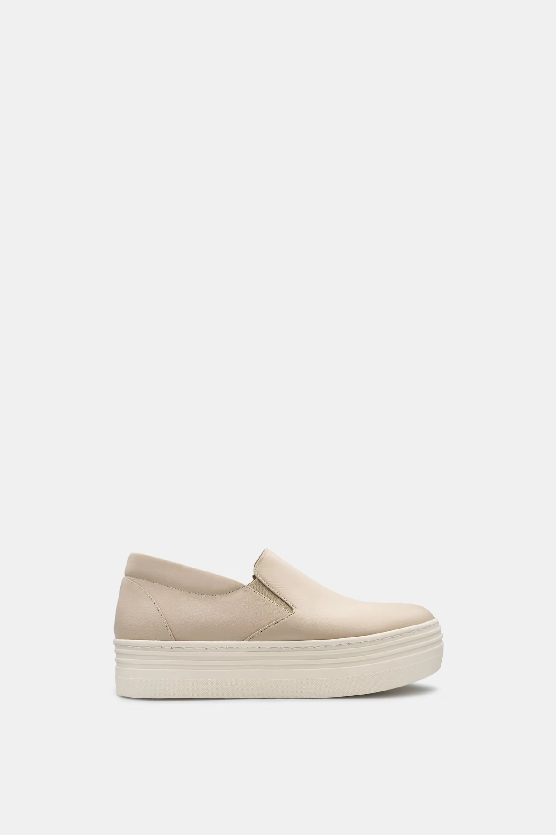 Handmade Leather Platform Sneakers, Beige