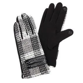 Herringbone Woven Button Gloves