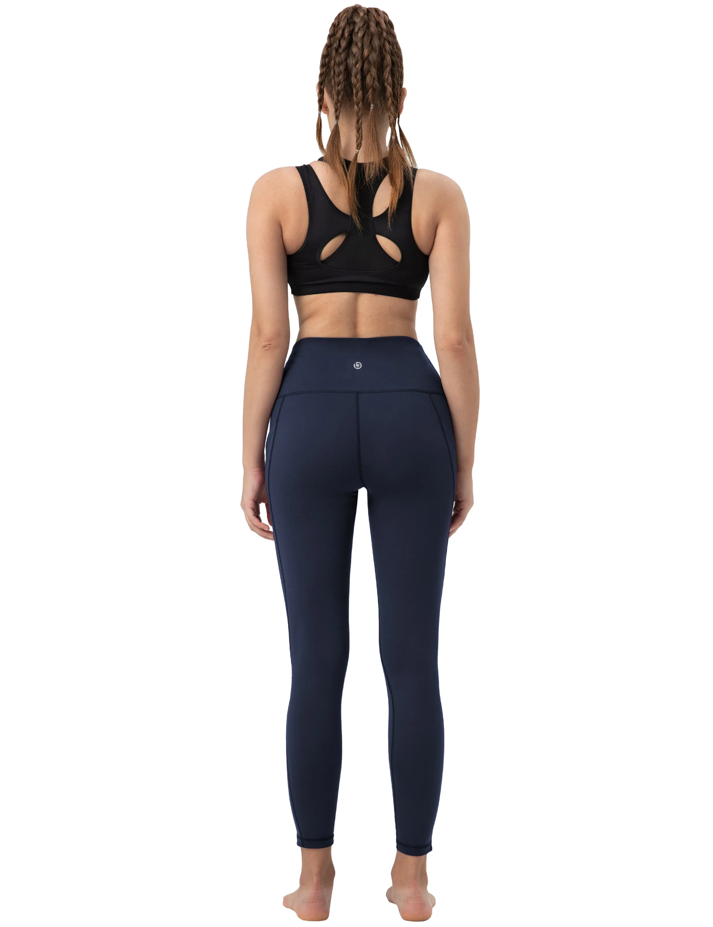 High Waist Side Pockets Yoga Pants darknavy