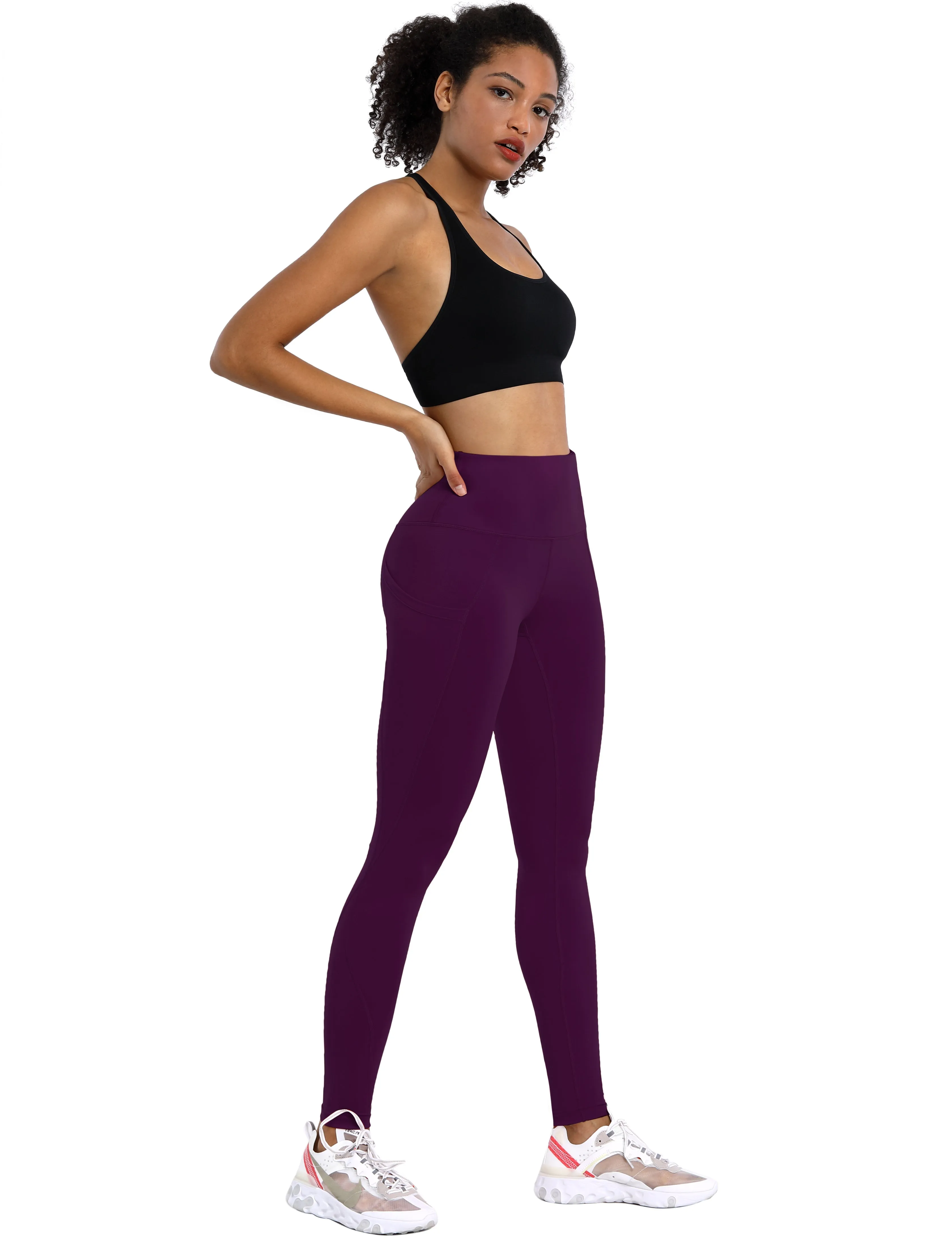 High Waist Side Pockets yogastudio Pants plum_yogastudio