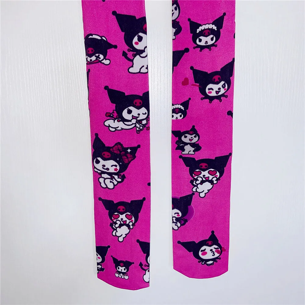 JAPANESE HARAJUKU CARTOON KUROMI INS SUMMER SLIM KNEE SOCKS BY77734