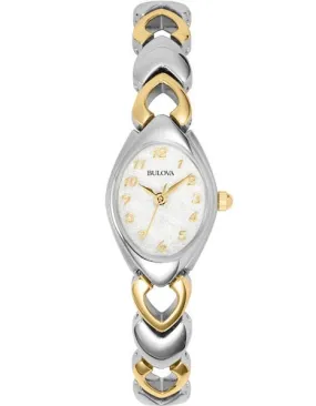 Ladies Bracelet Bulova Dress Watch - Stainless & Gold Tone - White Dial