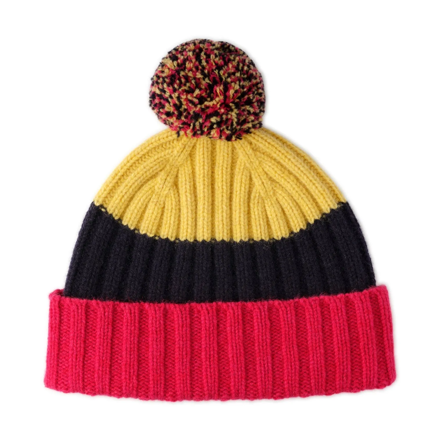 Ladies Chunky Knit Pom Pom Hat and Mitten Set | Gala | Lomond Lambswool - Red