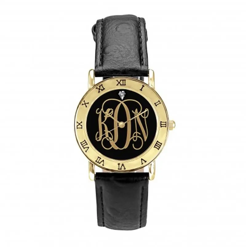 Ladies Monogram Watch - Black Script