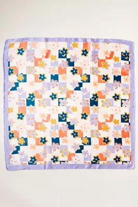 Lavender Daisy Square Printed Scarf