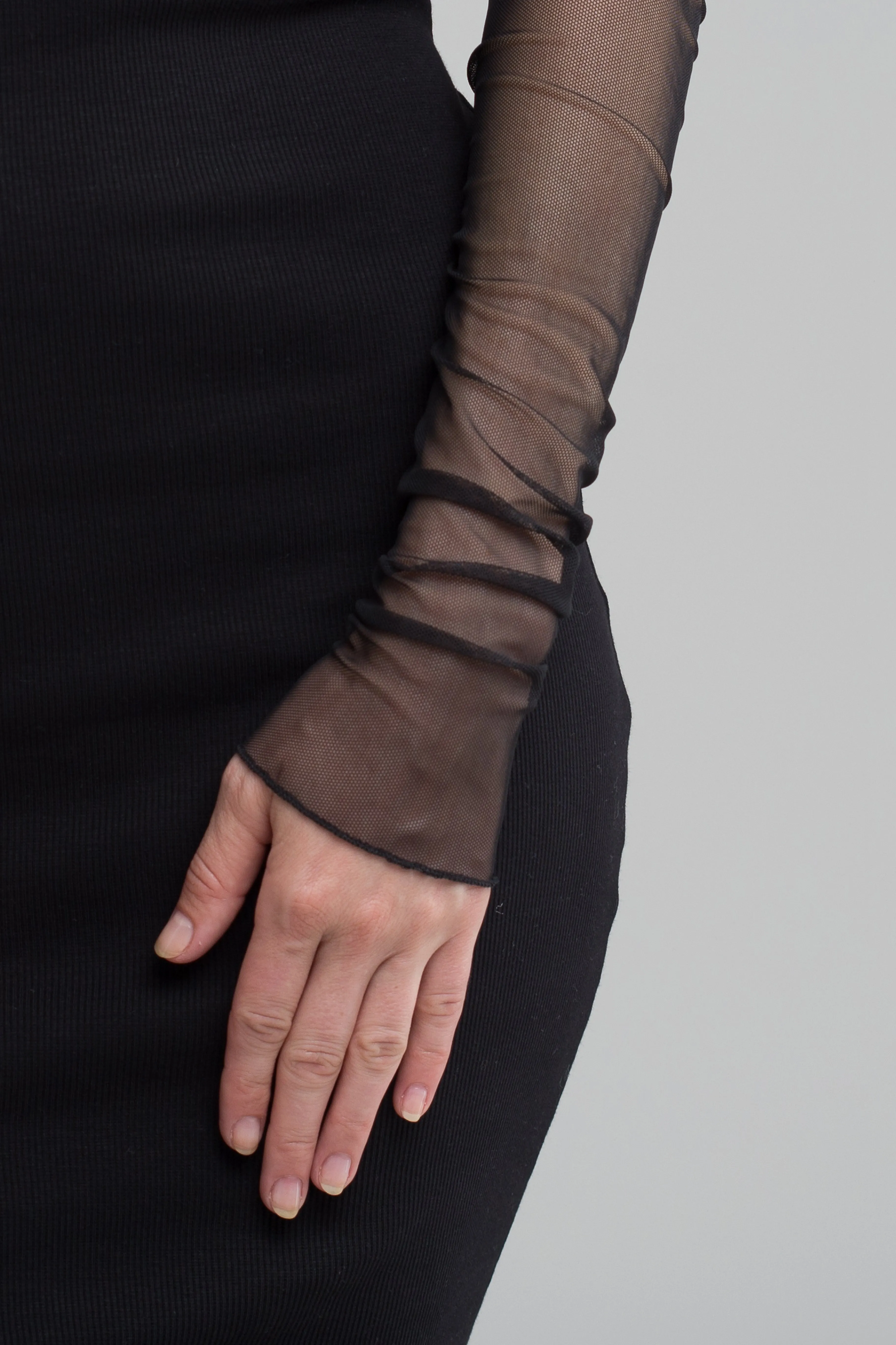 Long mesh fingerless gloves