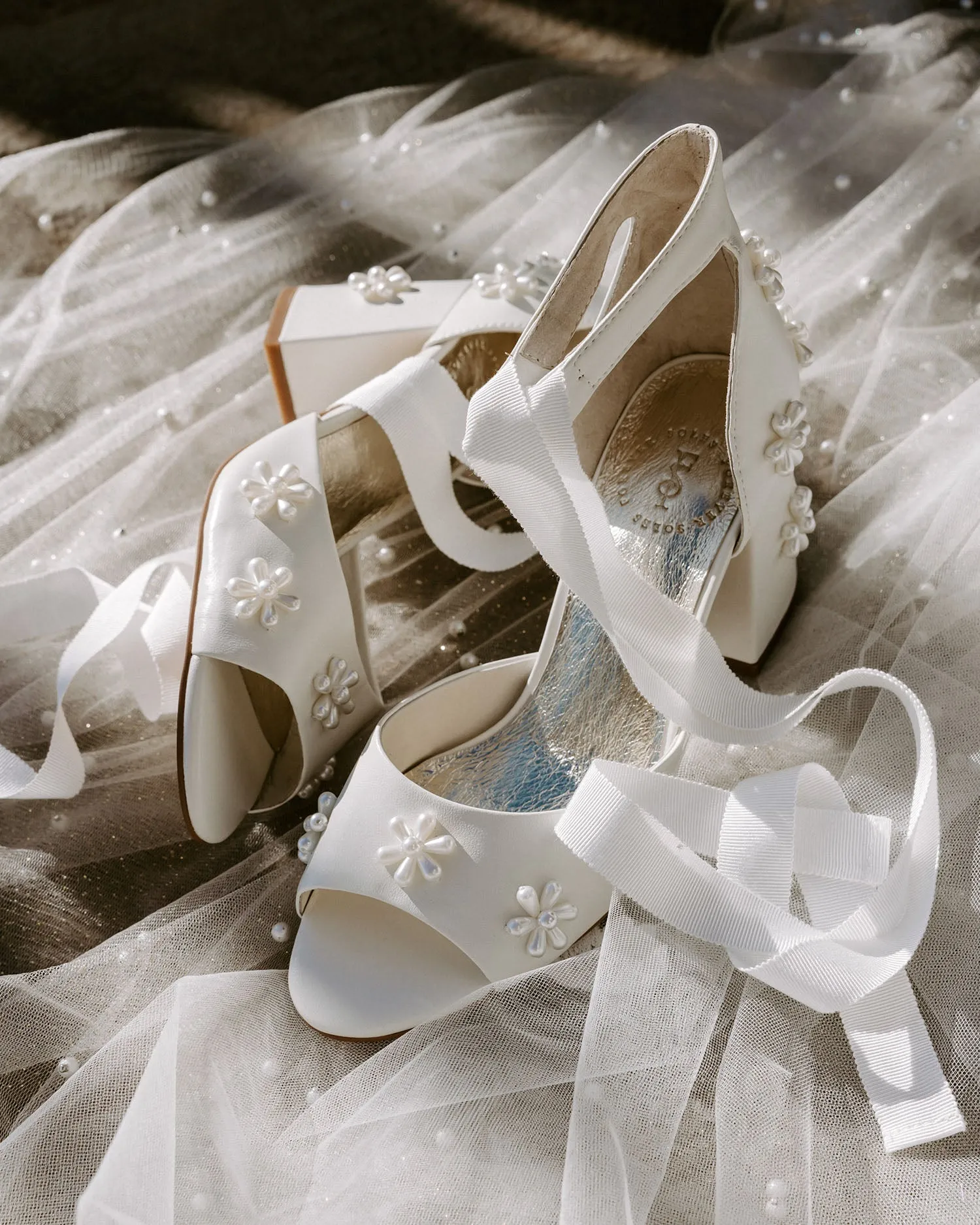 MELODY - LOW HEEL IVORY PEARL BRIDAL SHOES