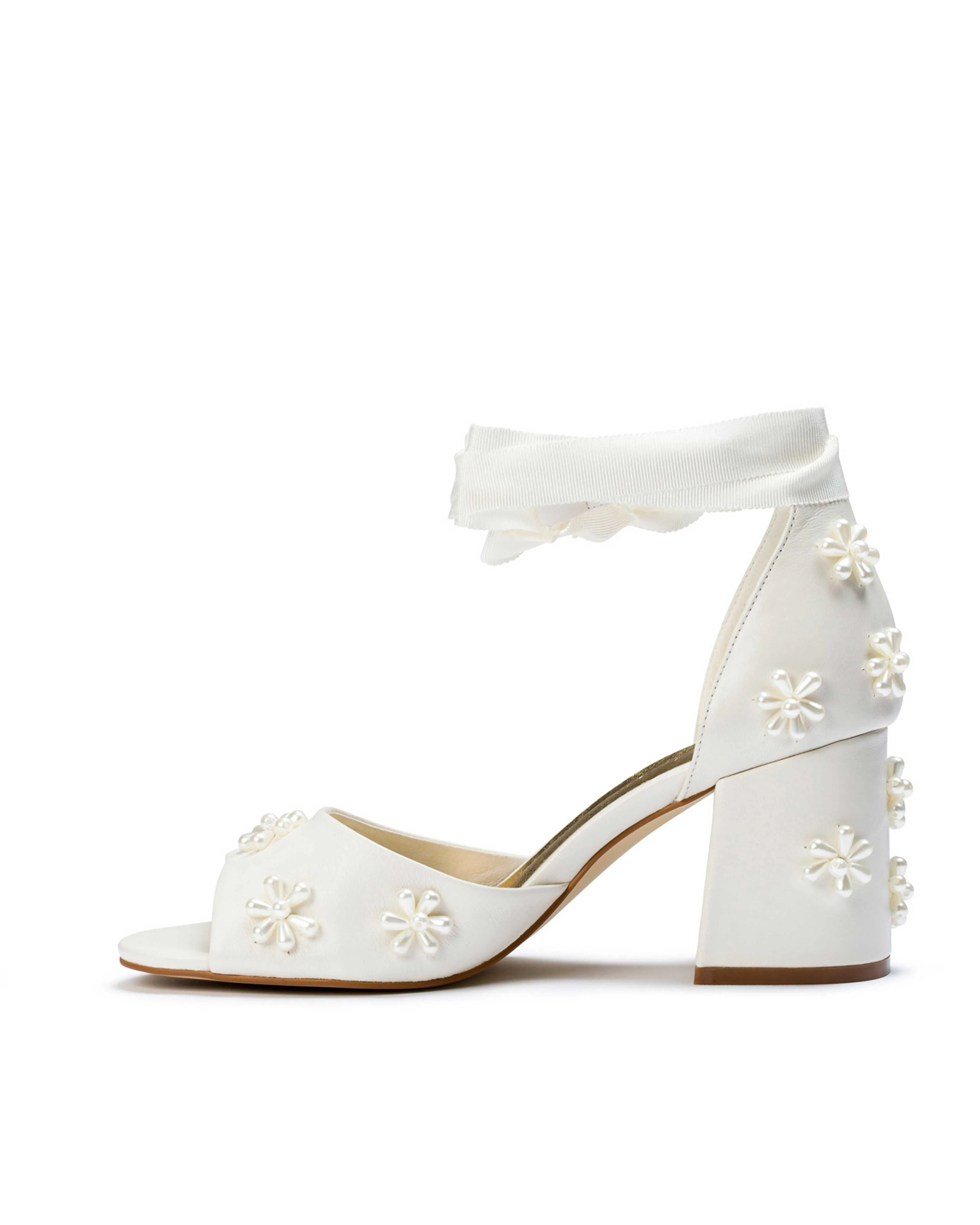 MELODY - LOW HEEL IVORY PEARL BRIDAL SHOES