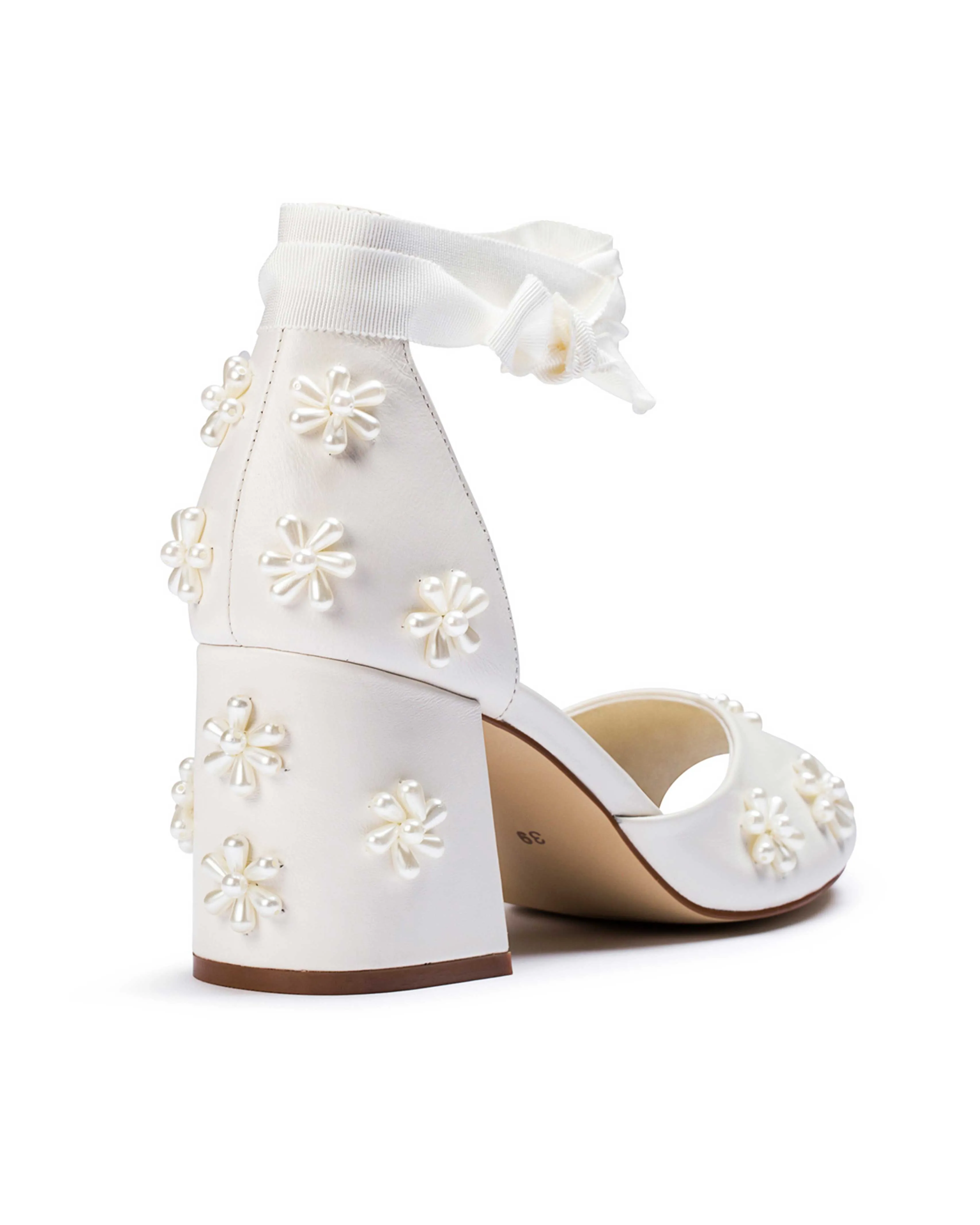 MELODY - LOW HEEL IVORY PEARL BRIDAL SHOES