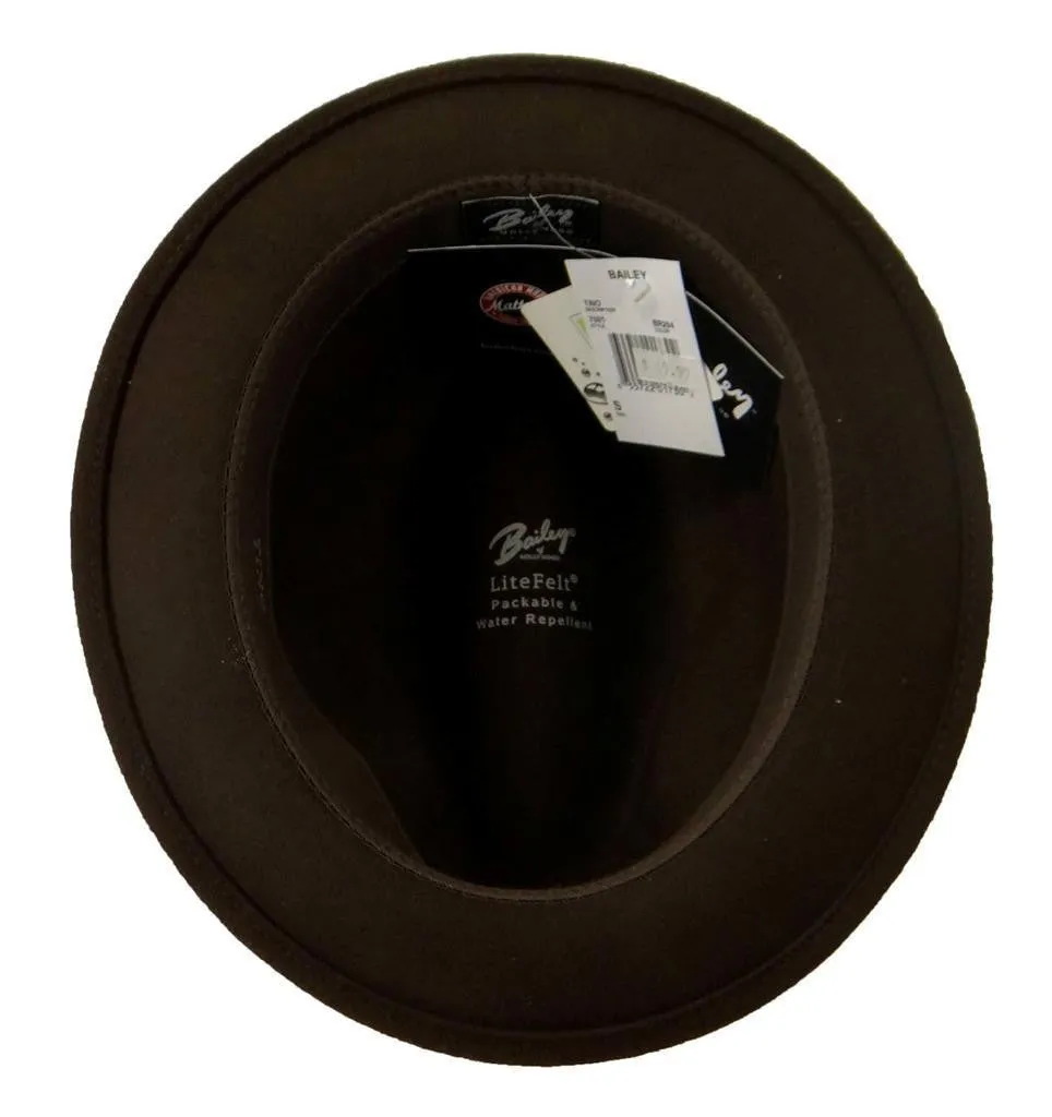 Men's Bailey Of Hollywood Litefelt Wool Center Dent Tino 7001 Fedora Brown