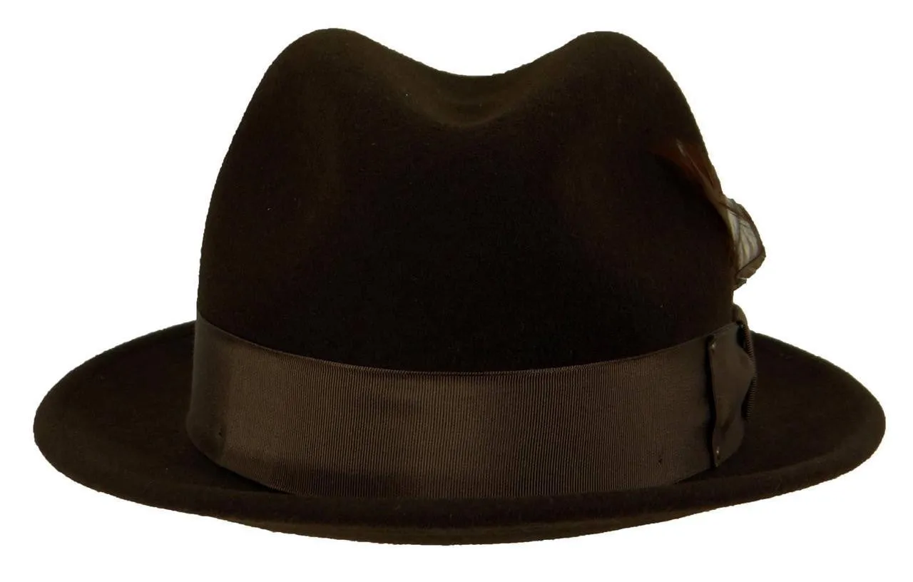 Men's Bailey Of Hollywood Litefelt Wool Center Dent Tino 7001 Fedora Brown