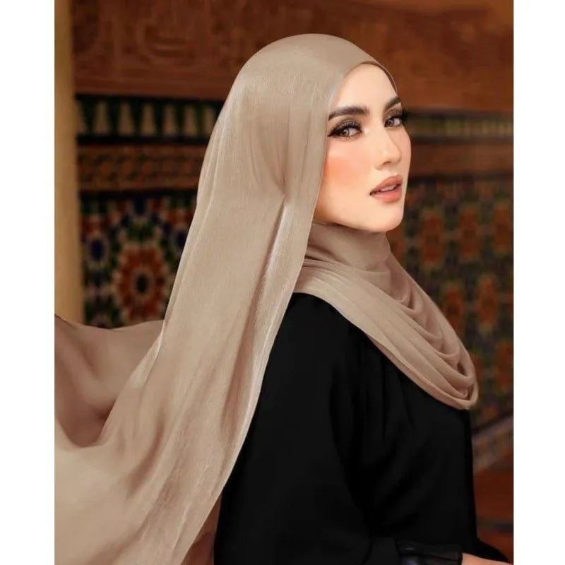 MH051 Solid Color Thin Plain Satin Long Hijab