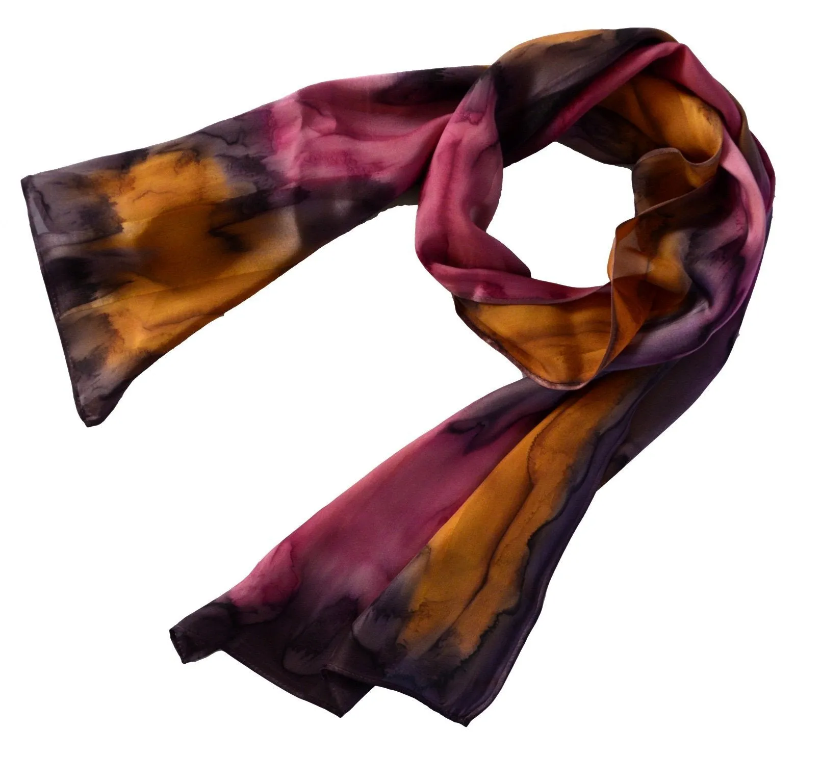 Midnight Hues Hand Painted Silk Scarf