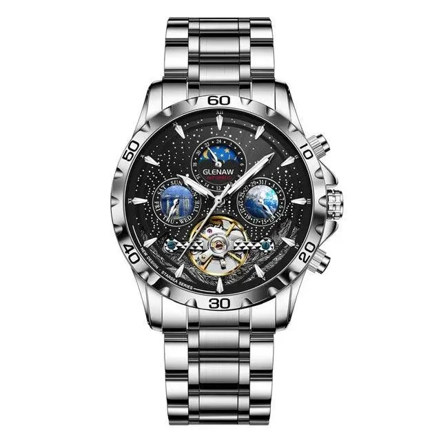 MSW8916 Men's Simple Watch - Starry Sky Moon Phase Mechanical Watches