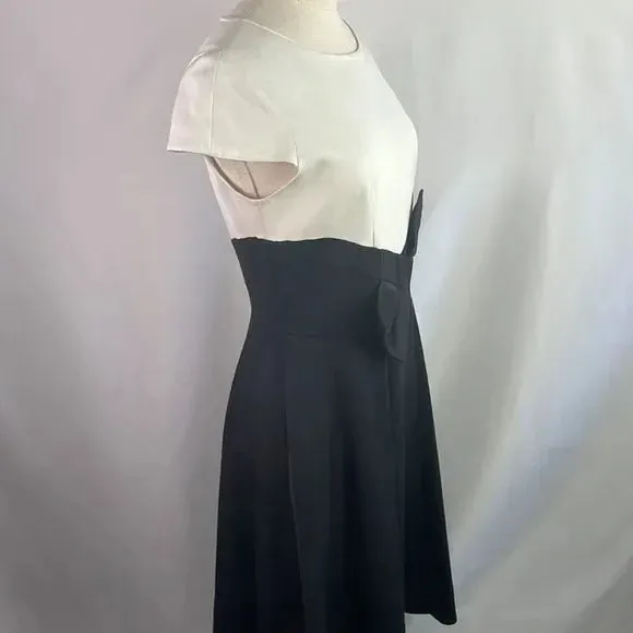 Paula Ka Black Ivory Bow Front Cap Sleeve