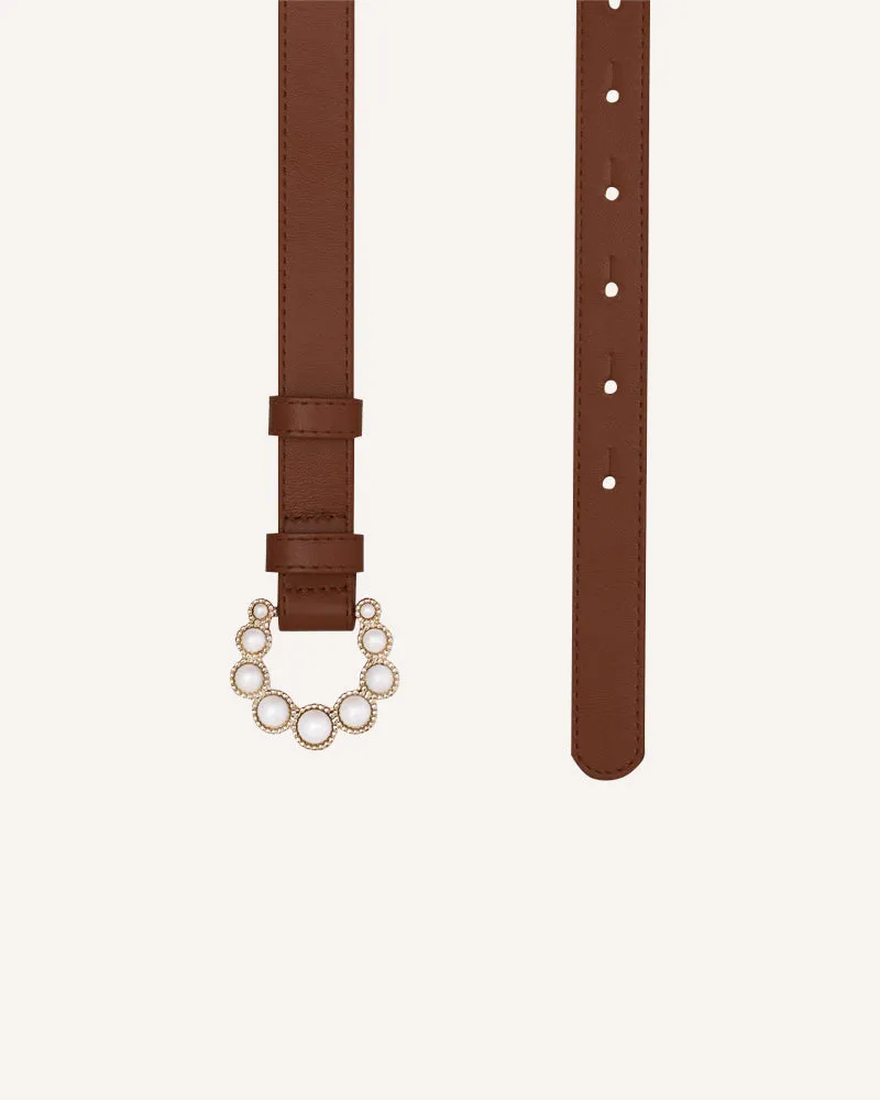 Pearl Brown Slim Belt