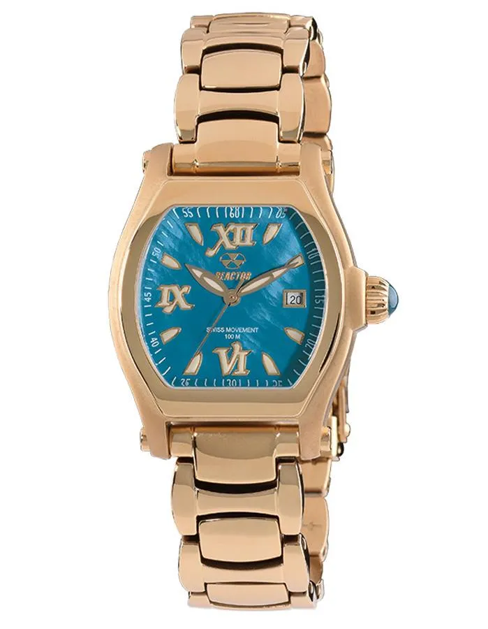 Reactor Ladies Manhattan Watch - Gold -Tone - Turquoise MOP Dial - Date - 100M