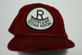 Rocking R Bar Bozeman Montana Vintage Corduroy 80s Adjustable Back Snapback Hat