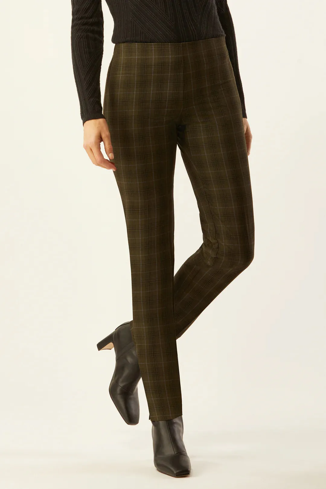 Springfield Classic Pull on Plaid Pant in olive/black by Ecru