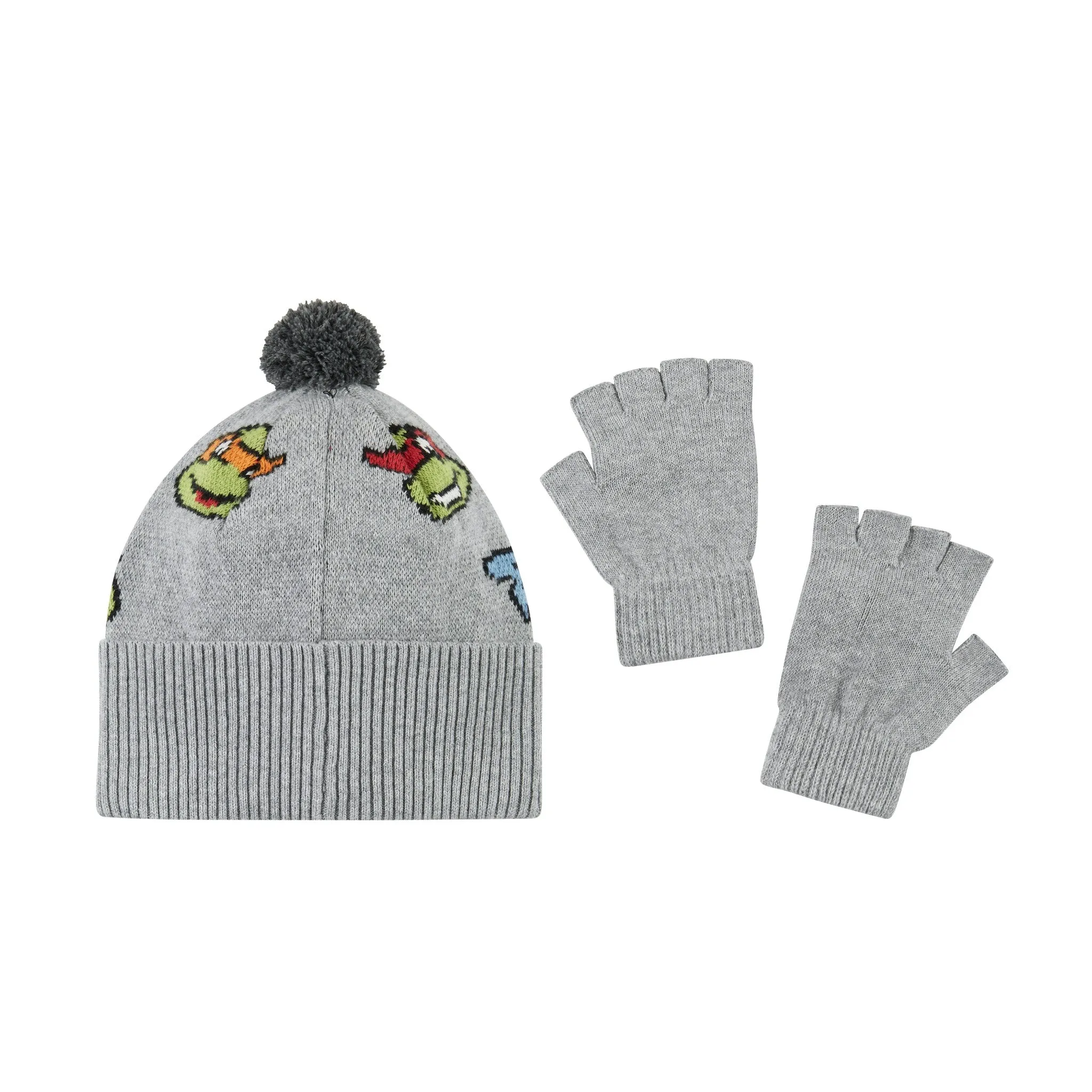 TMNT x Andy & Evan | Hat & Mitten Set | Grey