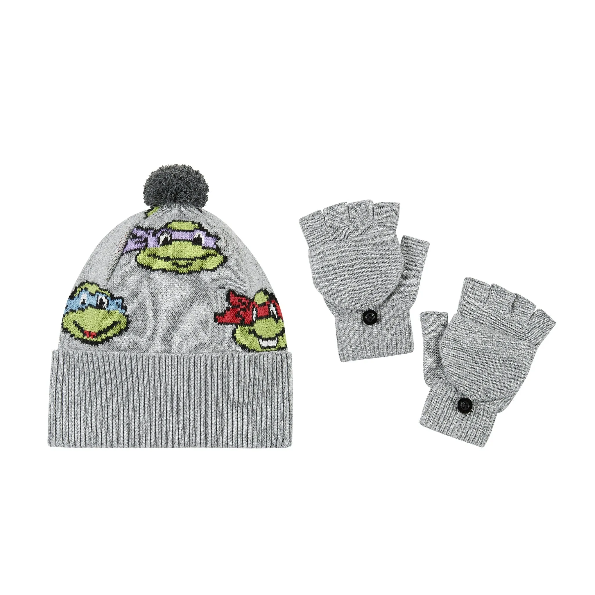 TMNT x Andy & Evan | Hat & Mitten Set | Grey