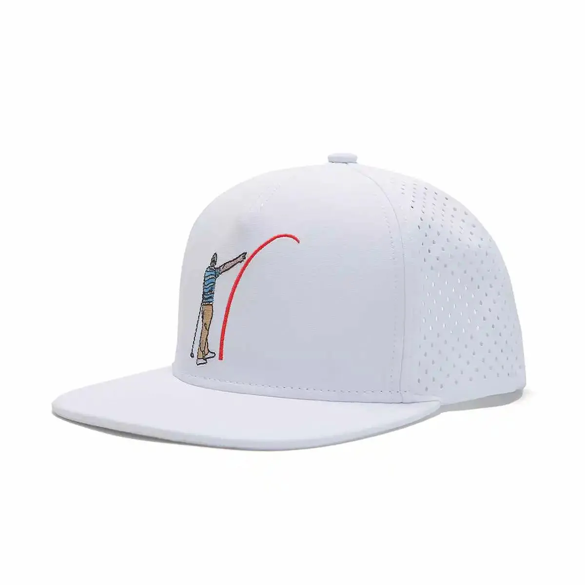 TOUR PRO Mad Slicer Golf Hat in White with Flat Brim