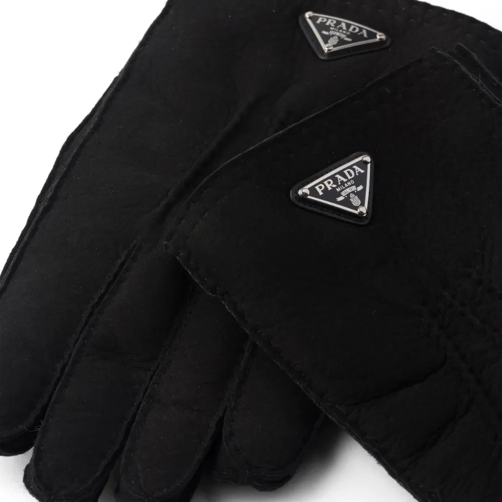 Triangle-Logo Suede Gloves