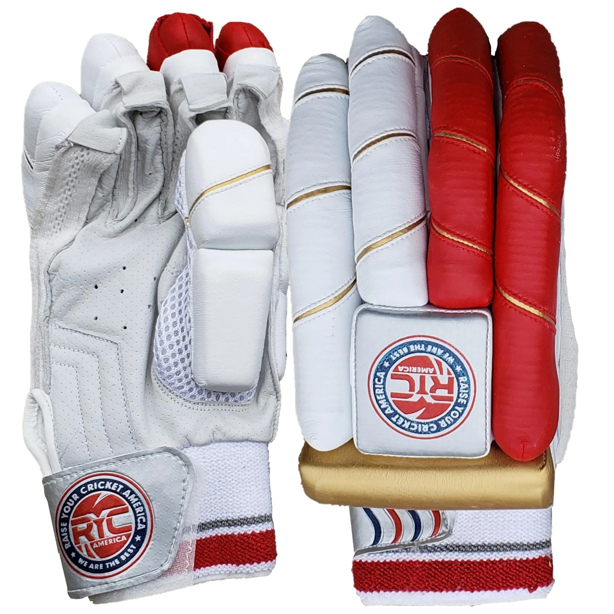 Zee Sports Batting Gloves RYC America Reserve Edition Red Golden