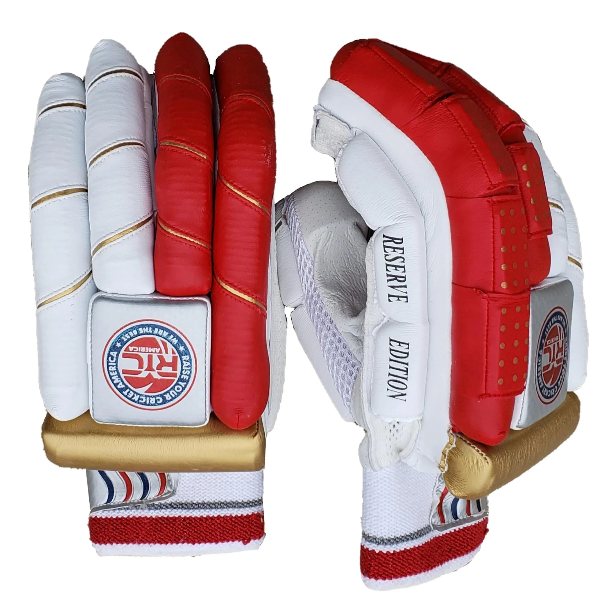 Zee Sports Batting Gloves RYC America Reserve Edition Red Golden